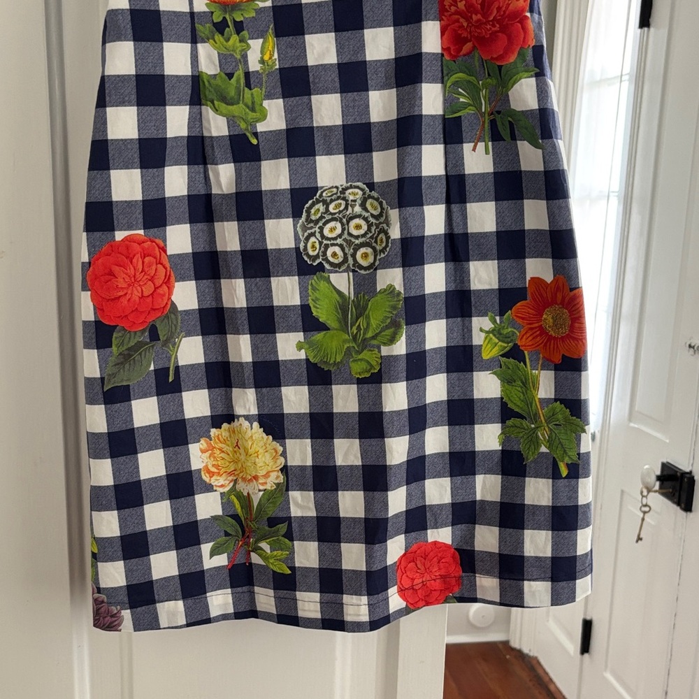 Cara Cara Blue Checkered Floral Mini Dress - Picture 2 of 6